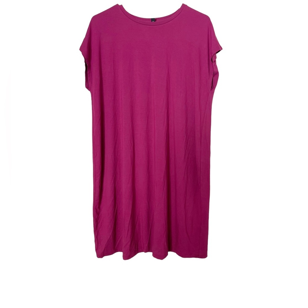 Eileen Fisher Solid Pink Crew T-Shirt Dress Size Medium